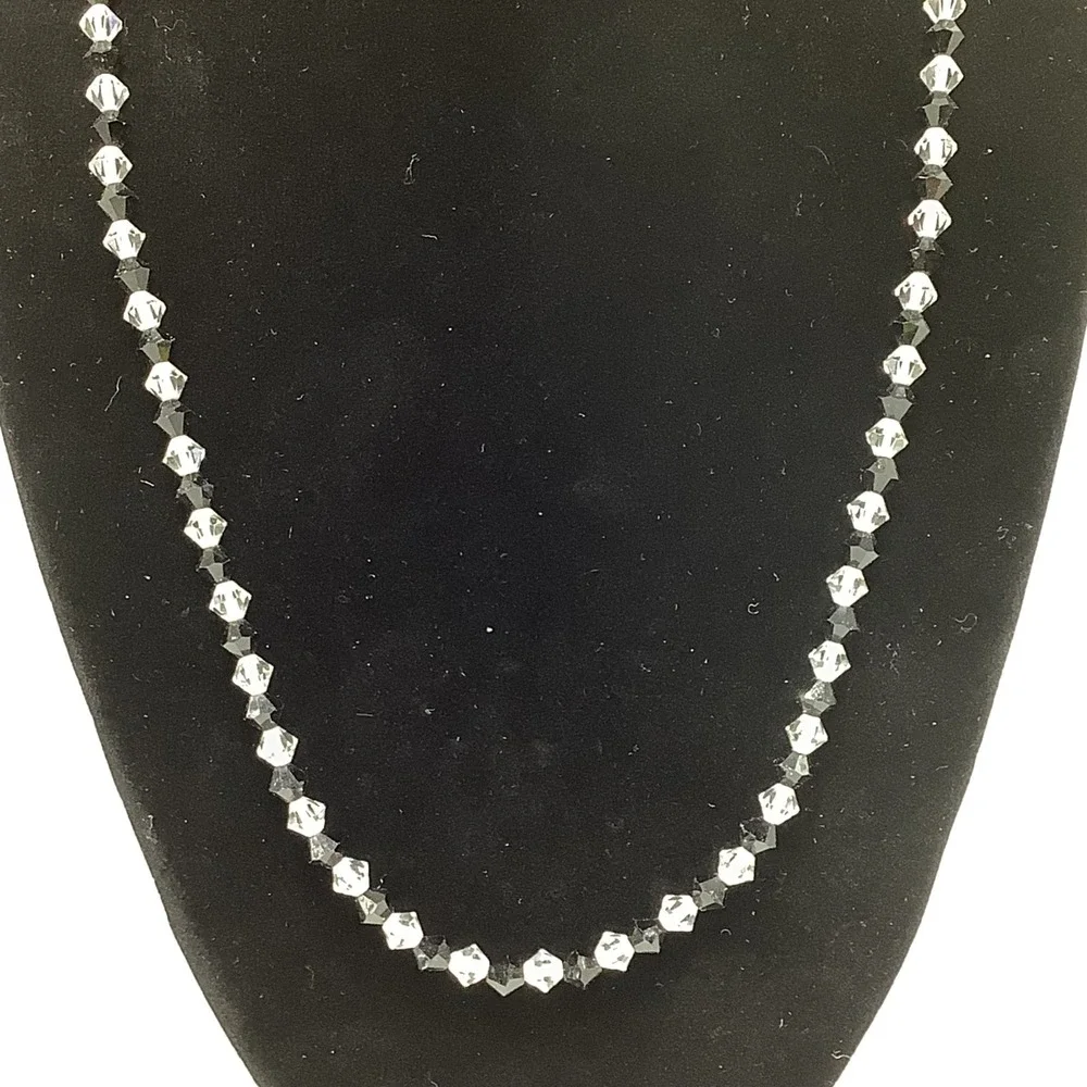 Black‎ & Clear Faceted Beaded Necklace Bicone Crystals